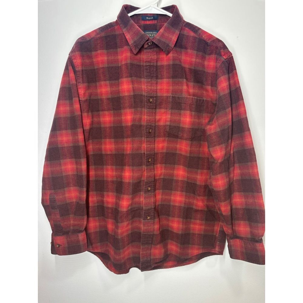 Pendleton Mason Flannel Long Sleeve Button Down Shirt Men's‎ Size Large